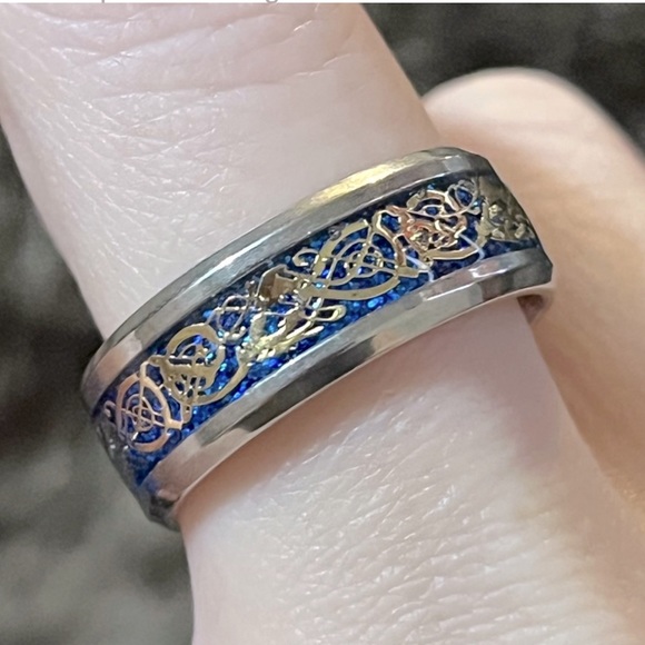 ✨NEW✨BLUE DRAGON BAND RING - Picture 5 of 7